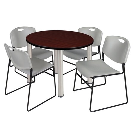 Regency Kee Round Table & Chair Set, Wood, Metal, Polypropylene Top TB42RNDMHBPCM44GY